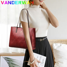 Load image into Gallery viewer, Vintage Large Capatity Tote Shoulder Bags Fashion Top-Handle Bags High Quality Pu Leather Bags Casual Letter Design Handbag
