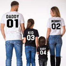 Load image into Gallery viewer, T shirts 01 DADDY 02 MOMMY 03 KID 04 BABY print Family Matching Clothes T-shirts Outfit family look kids Girl Boys tops Clothes
