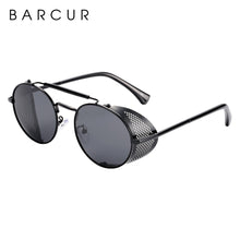 Load image into Gallery viewer, BARCUR Round Polarized Sunglasses Gothic Steampunk Sunglasses Men Women Vintage Shades UV400
