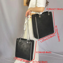Load image into Gallery viewer, Retro Chains Rivet Large Capacity Tote Bag Women Shoulder Bags Lady Commuting PU Leather Purses Bags Solid Color Bag Bead Bolsa
