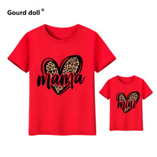 Load image into Gallery viewer, Tshirt family fashion mother kids Leopard Love family tshirt mom baby girl clothes family matching outfits family look clothes
