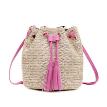 Load image into Gallery viewer, Women Crossbody Shoulder Bag Knitted Straw Messenger Satchel Handbag Bucket Bag Vintage Bucket Straw Beach Bags Women Totes
