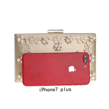 Load image into Gallery viewer, Fashion New Women Evening Clutch Bags PU Chain Shoulder Handbags Leaf Metal Beaded Evening Purse Messenger Bags
