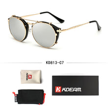 Load image into Gallery viewer, Kdeam Happy Clip On Sunglasses Men Removable Round Glasses Steampunk Women Carve Design Sunglass With Brand Box
