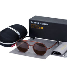 Load image into Gallery viewer, BARCUR Steampunk Men Sunglasses Men Brand Driving Polarized Sunglasses Round Sun Glasses Aluminum Magnesium oculos de sol male
