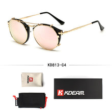 Load image into Gallery viewer, Kdeam Happy Clip On Sunglasses Men Removable Round Glasses Steampunk Women Carve Design Sunglass With Brand Box
