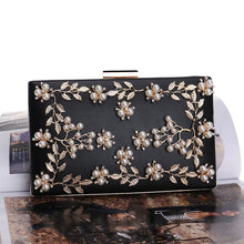Load image into Gallery viewer, Fashion New Women Evening Clutch Bags PU Chain Shoulder Handbags Leaf Metal Beaded Evening Purse Messenger Bags
