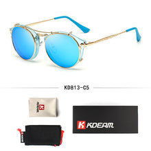 Load image into Gallery viewer, Kdeam Happy Clip On Sunglasses Men Removable Round Glasses Steampunk Women Carve Design Sunglass With Brand Box
