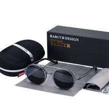 Load image into Gallery viewer, BARCUR Steampunk Men Sunglasses Men Brand Driving Polarized Sunglasses Round Sun Glasses Aluminum Magnesium oculos de sol male
