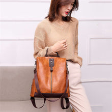 Load image into Gallery viewer, Vintage Female Leather Backpacks Multifunction Women BackPack Anti-theft School Bags For Girls Travel BackPack mochila feminina
