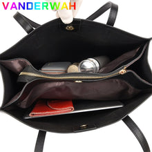 Load image into Gallery viewer, Vintage Large Capatity Tote Shoulder Bags Fashion Top-Handle Bags High Quality Pu Leather Bags Casual Letter Design Handbag
