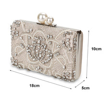 Load image into Gallery viewer, Apricot Silver Crystal Clutch Bags Handmade Beaded Pearl Wedding Clutch Purse Luxury Handbags Women Shoulder Bags ZD1361
