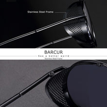 Load image into Gallery viewer, BARCUR Round Polarized Sunglasses Gothic Steampunk Sunglasses Men Women Vintage Shades UV400
