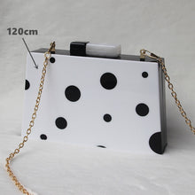 Load image into Gallery viewer, Luxy Moon Women Clutch Bags With Acrylic Handle Black and White Dots Shoulder Bags Wedding Clutch Purse Ladies Hand Bag ZD1518
