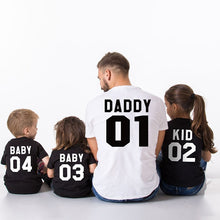 Load image into Gallery viewer, T shirts 01 DADDY 02 MOMMY 03 KID 04 BABY print Family Matching Clothes T-shirts Outfit family look kids Girl Boys tops Clothes
