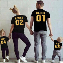 Load image into Gallery viewer, T shirts 01 DADDY 02 MOMMY 03 KID 04 BABY print Family Matching Clothes T-shirts Outfit family look kids Girl Boys tops Clothes
