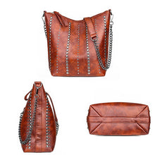 Load image into Gallery viewer, DIINOVIVO Vintage Bag Women Shoulder Bags Punk Rivet Bucket Bag Handbag Lady Casual PU Leather Crossbody Bags Female WHDV1387
