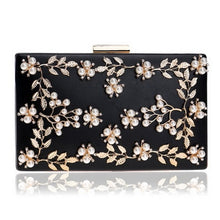 Load image into Gallery viewer, Fashion New Women Evening Clutch Bags PU Chain Shoulder Handbags Leaf Metal Beaded Evening Purse Messenger Bags
