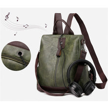 Load image into Gallery viewer, Vintage Female Leather Backpacks Multifunction Women BackPack Anti-theft School Bags For Girls Travel BackPack mochila feminina

