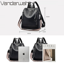 Load image into Gallery viewer, Brand Luxury Backpacks Soft Leather Waterproof Bagpack Preppy Style Young Student Bags Multifunction Mochilas Feminina Sac A Dos
