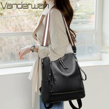 Load image into Gallery viewer, Brand Luxury Backpacks Soft Leather Waterproof Bagpack Preppy Style Young Student Bags Multifunction Mochilas Feminina Sac A Dos
