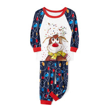 Load image into Gallery viewer, Blotona Christmas Family Matching Pajamas Outfits Adult Kids Elk Print Tops+Colorful Lights Prin Pants Sleepwear Set Baby Romper
