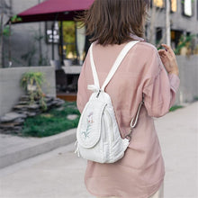 Load image into Gallery viewer, New Embroidery Orchid Women Backpack Casual  3 in 1 Backpack For Teenage Girls Soft Washed PU Leather Chest Bags For Women Sac
