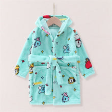Load image into Gallery viewer, Cute Baby Boys Girls Flannel Cartoon Kids Dressing Gown Winter Casual Warm Long Sleeve Sleepwear Pajama Bathrobe for Children
