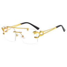 Load image into Gallery viewer, SHAUNA Fashion Metal Leopard Rimless Sunglasses Double Bridges Gradient Ocean Film Shades UV400
