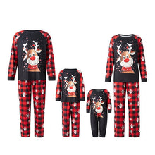 Load image into Gallery viewer, Blotona Christmas Family Matching Pajamas Set, Long Sleeve Elk Print Tops with Plaid Snowman Print Pants,Baby Romper Homewear
