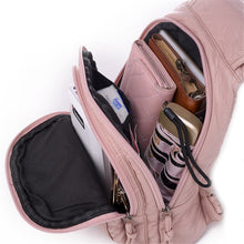 Load image into Gallery viewer, New Embroidery Orchid Women Backpack Casual  3 in 1 Backpack For Teenage Girls Soft Washed PU Leather Chest Bags For Women Sac
