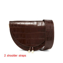 Load image into Gallery viewer, Fashion Snake pattern women shoulder bags clothing half circle coverd pu leather Ladies Messenger Bags trendy Saddle Bag handbag
