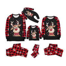 Load image into Gallery viewer, Blotona Christmas Family Matching Pajamas Set, Long Sleeve Elk Print Tops with Plaid Snowman Print Pants,Baby Romper Homewear
