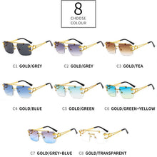 Load image into Gallery viewer, SHAUNA Fashion Metal Leopard Rimless Sunglasses Double Bridges Gradient Ocean Film Shades UV400
