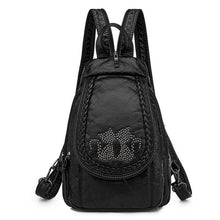 Load image into Gallery viewer, New Embroidery Orchid Women Backpack Casual  3 in 1 Backpack For Teenage Girls Soft Washed PU Leather Chest Bags For Women Sac
