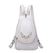Load image into Gallery viewer, New Embroidery Orchid Women Backpack Casual  3 in 1 Backpack For Teenage Girls Soft Washed PU Leather Chest Bags For Women Sac
