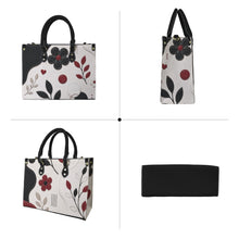 Load image into Gallery viewer, Black Flower Craft PU Leather Handbag-Large (Model 1747)
