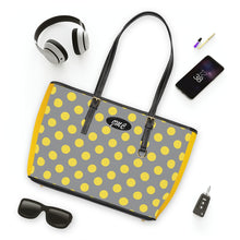 Load image into Gallery viewer, Yellow Gray Dots PU Leather Shoulder Bag
