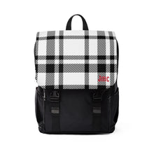 Load image into Gallery viewer, Black White Plaid Unisex Casual Shoulder Backpack

