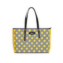 Load image into Gallery viewer, Yellow Gray Dots PU Leather Shoulder Bag
