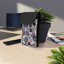 Load image into Gallery viewer, Black Flower Garden 3 Small Cell Phone Wallet
