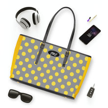 Load image into Gallery viewer, Yellow Gray Dots PU Leather Shoulder Bag
