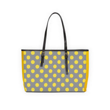 Load image into Gallery viewer, Yellow Gray Dots PU Leather Shoulder Bag
