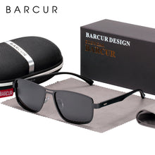 Load image into Gallery viewer, BARCUR Polarized Men Sunglasses Square Stainless Steel Frame TR90 Sun glasses Oculos De Sol gafas
