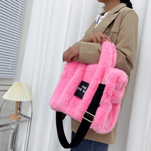 Load image into Gallery viewer, 2022 Designer Faux Fur Tote Bag for Women Luxury Handbags Autumn Winter Plush Shoulder Crossbody Bags Brand Shopper Purses New
