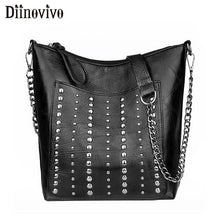 Load image into Gallery viewer, DIINOVIVO Vintage Bag Women Shoulder Bags Punk Rivet Bucket Bag Handbag Lady Casual PU Leather Crossbody Bags Female WHDV1387
