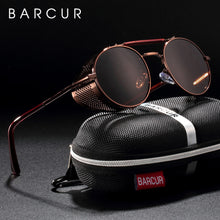 Load image into Gallery viewer, BARCUR Round Polarized Sunglasses Gothic Steampunk Sunglasses Men Women Vintage Shades UV400
