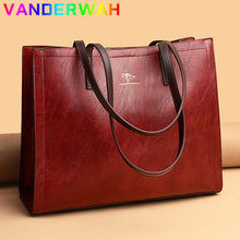 Load image into Gallery viewer, Vintage Large Capatity Tote Shoulder Bags Fashion Top-Handle Bags High Quality Pu Leather Bags Casual Letter Design Handbag
