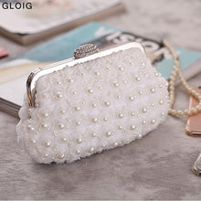 Load image into Gallery viewer, Beaded Women Clutch Party Wedding Chain Shoulder Handbags Diamonds Metal Rose Vintage Evening Bags
