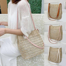 Load image into Gallery viewer, Women Crossbody Shoulder Bag Knitted Straw Messenger Satchel Handbag Bucket Bag Vintage Bucket Straw Beach Bags Women Totes
